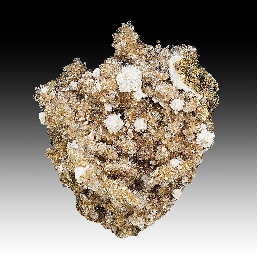 Bultfonteinite with Hydroxylapophyllite, Calcite image