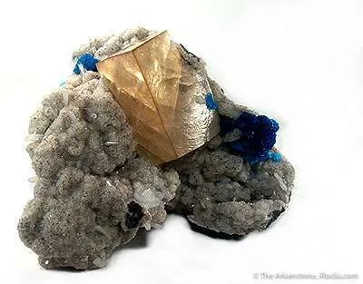 Calcite And Cavansite on Stilbite image