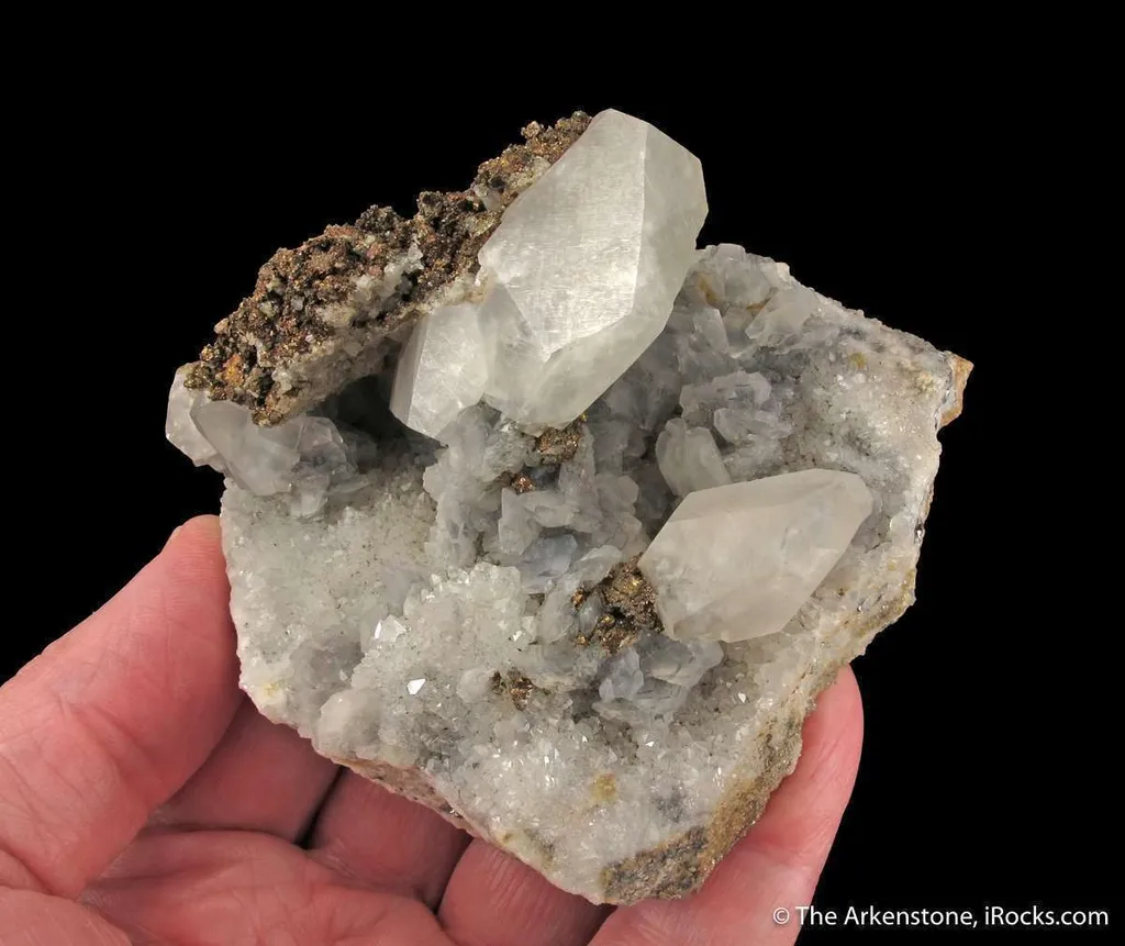 Calcite and Chalcopyrite, on Quartz - image 3