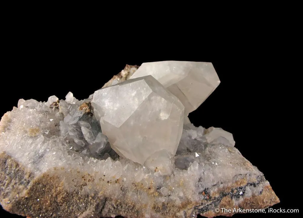 Calcite and Chalcopyrite, on Quartz image