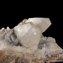 Calcite and Chalcopyrite, on Quartz - image 1