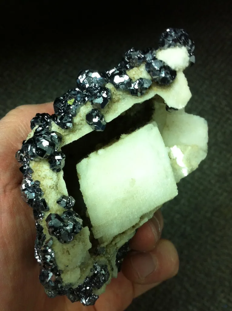 Calcite and Galena on Calcite (Cast) image