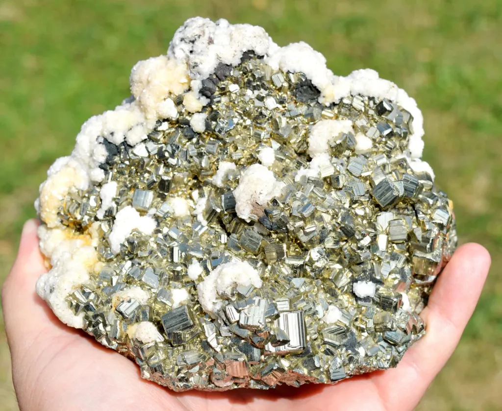 Calcite and Pyrite 3280 grams - Cavnic Mine, Cavnic, Maramureș County, Romania image