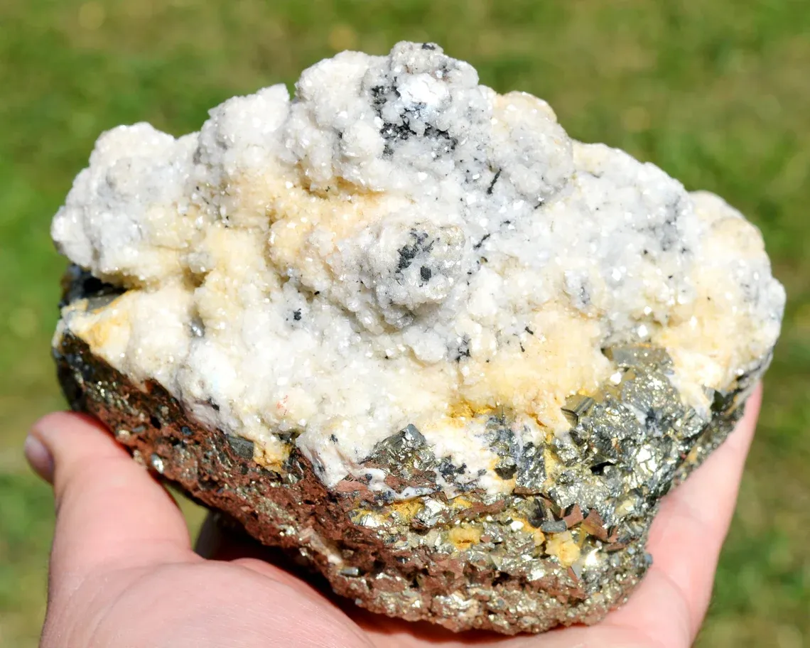 Calcite and Pyrite 3280 grams - Cavnic Mine, Cavnic, Maramureș County, Romania - image 4