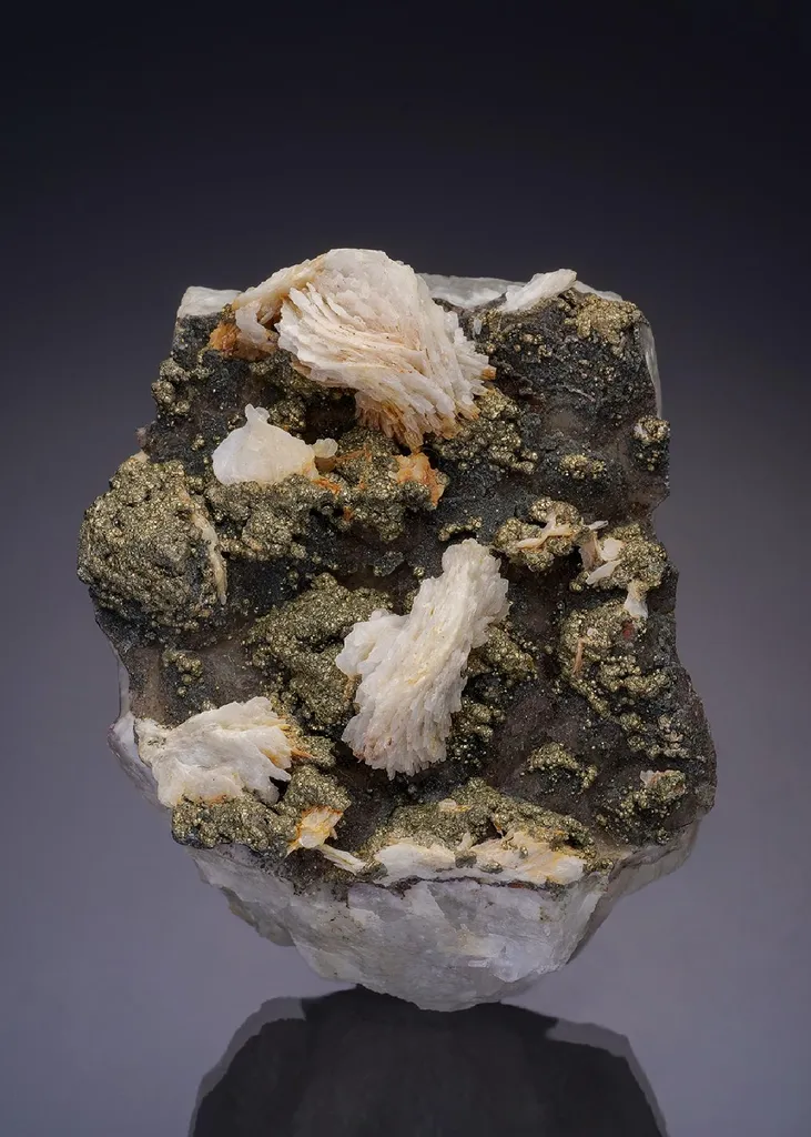 Calcite and Pyrite on Quartz image