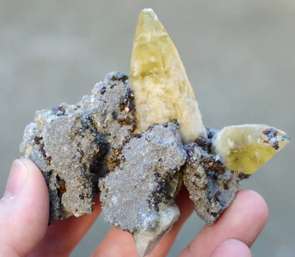 Calcite & Chalcopyrite 190 grams - Joplin Field, Tri-State District, Jasper Co., Missouri, USA image