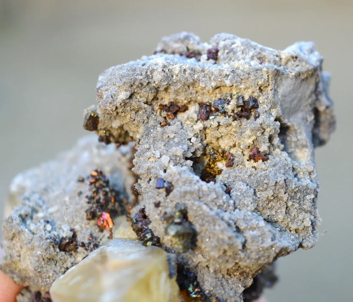 Calcite & Chalcopyrite 190 grams - Joplin Field, Tri-State District, Jasper Co., Missouri, USA - image 6