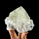 Calcite Cluster with Fluorapophyllite on Shimmering Chalcedony Matrix – Rare Indian Mineral Specimen from Jalgaon DKT130 - image 1