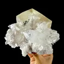 Calcite Cluster with Fluorapophyllite on Shimmering Chalcedony Matrix – Rare Indian Mineral Specimen from Jalgaon DKT130 - image 7