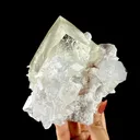 Calcite Cluster with Fluorapophyllite on Shimmering Chalcedony Matrix – Rare Indian Mineral Specimen from Jalgaon DKT130 - image 6