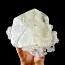 Calcite Cluster with Fluorapophyllite on Shimmering Chalcedony Matrix – Rare Indian Mineral Specimen from Jalgaon DKT130 - image 2