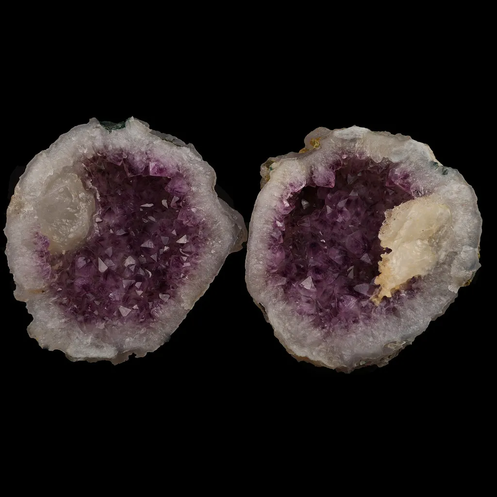 Calcite Crystal Inside Amethyst Two Havle Geode Natural Mineral Specimen image