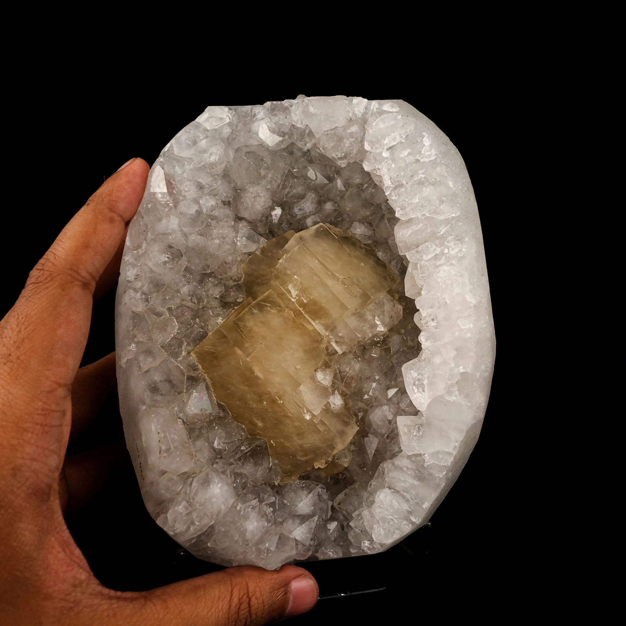 Calcite Crystals on Sparkling MM Quartz Stalactite Natural Mineral Specimen - image 4