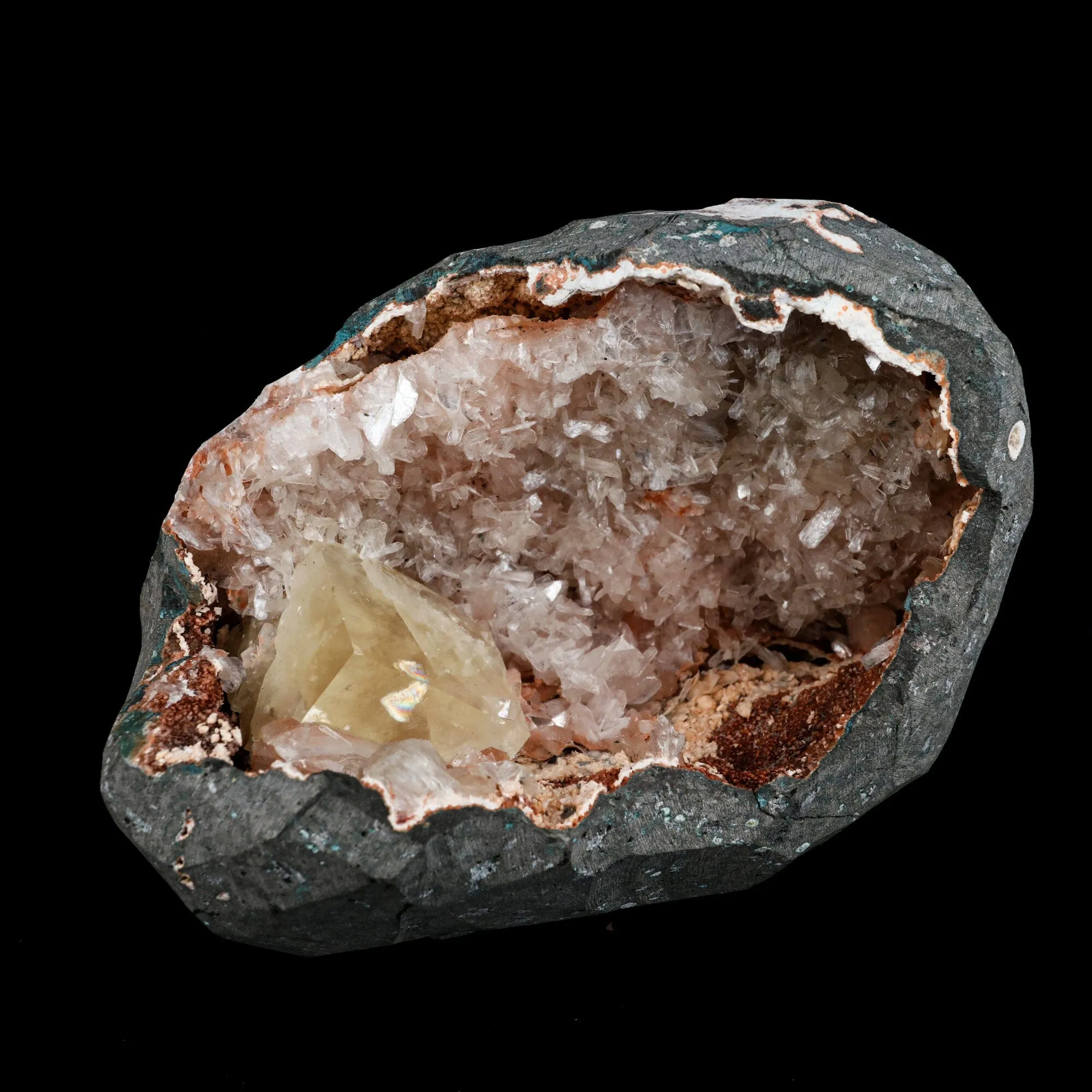 Calcite Cube in Stilbite geode Natural Mineral Specimen - image 3