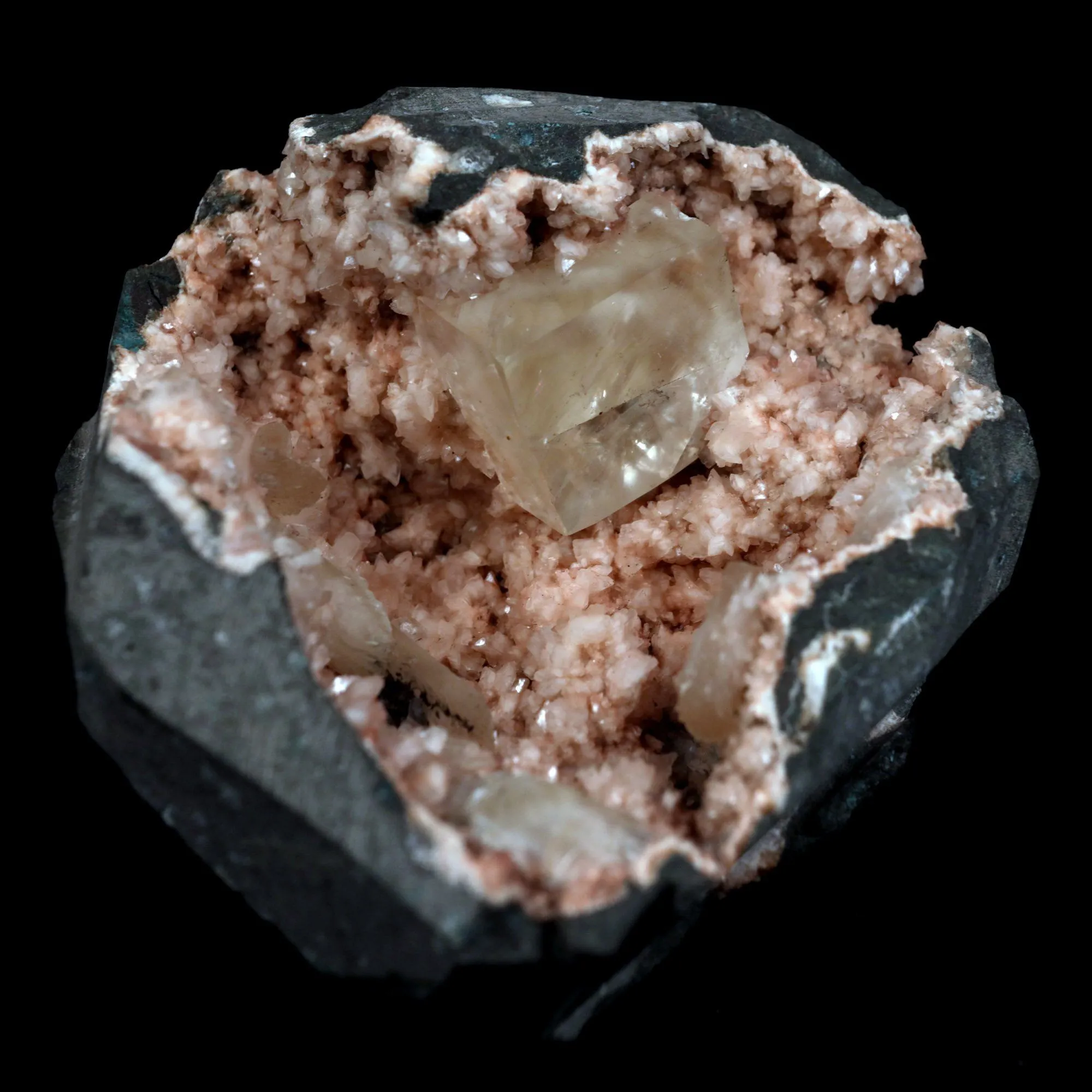 Calcite Cube Inside Heulandite Geode Natural Mineral Specimen - image 5
