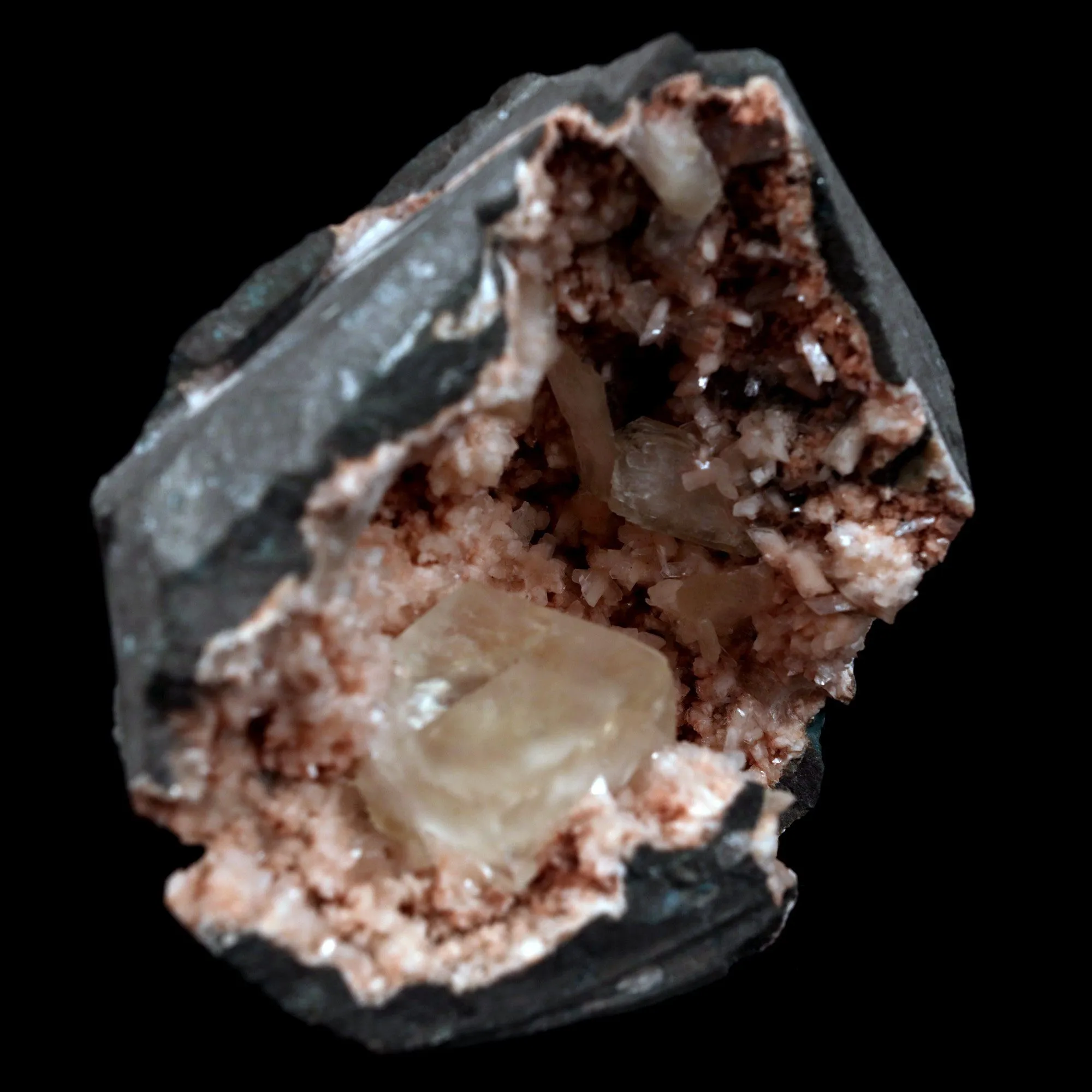 Calcite Cube Inside Heulandite Geode Natural Mineral Specimen - image 2