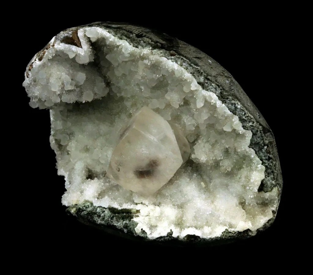 Calcite Cube inside MM Quartz Geode Natural Minerals Specimen - image 5
