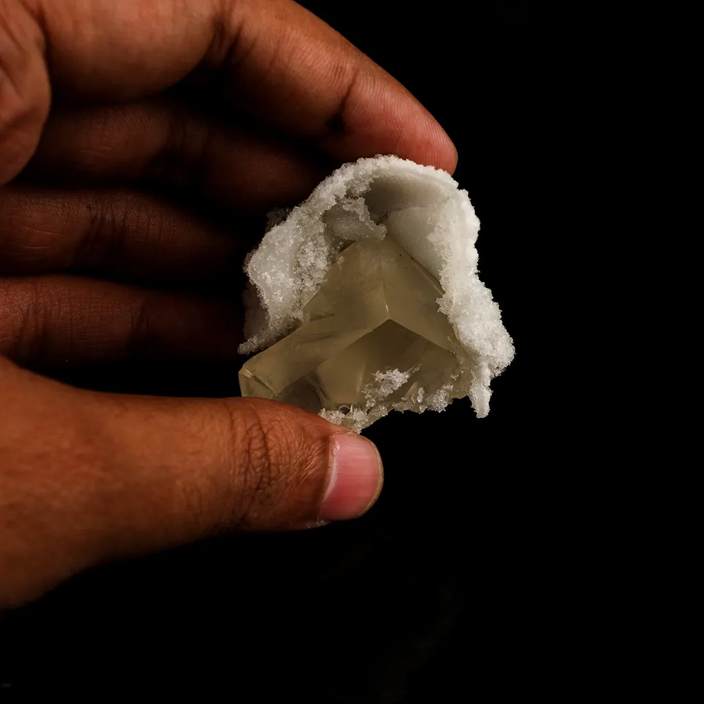 Calcite Cube on Chalcedony Natural Mineral Specimen - image 4