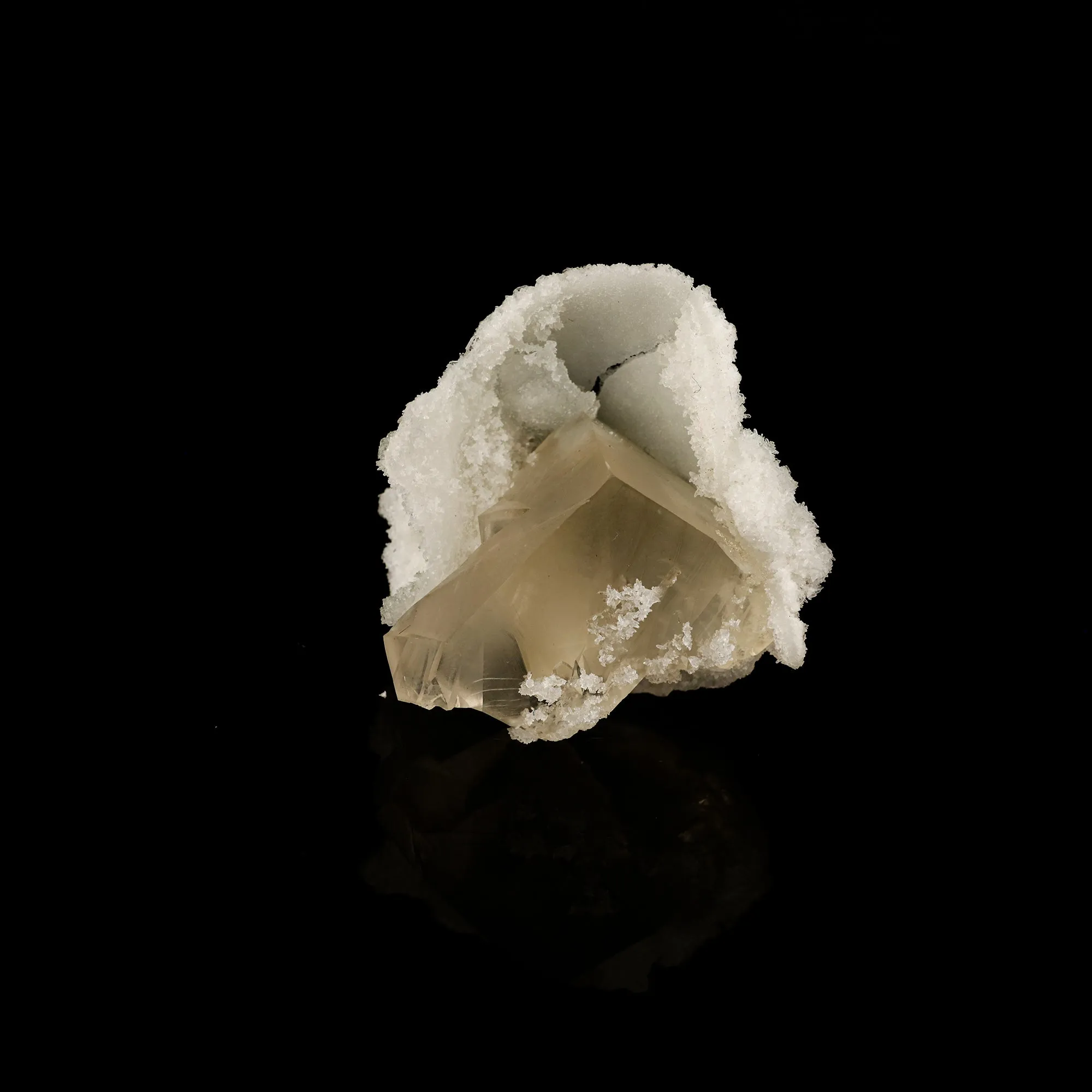 Calcite Cube on Chalcedony Natural Mineral Specimen - image 1