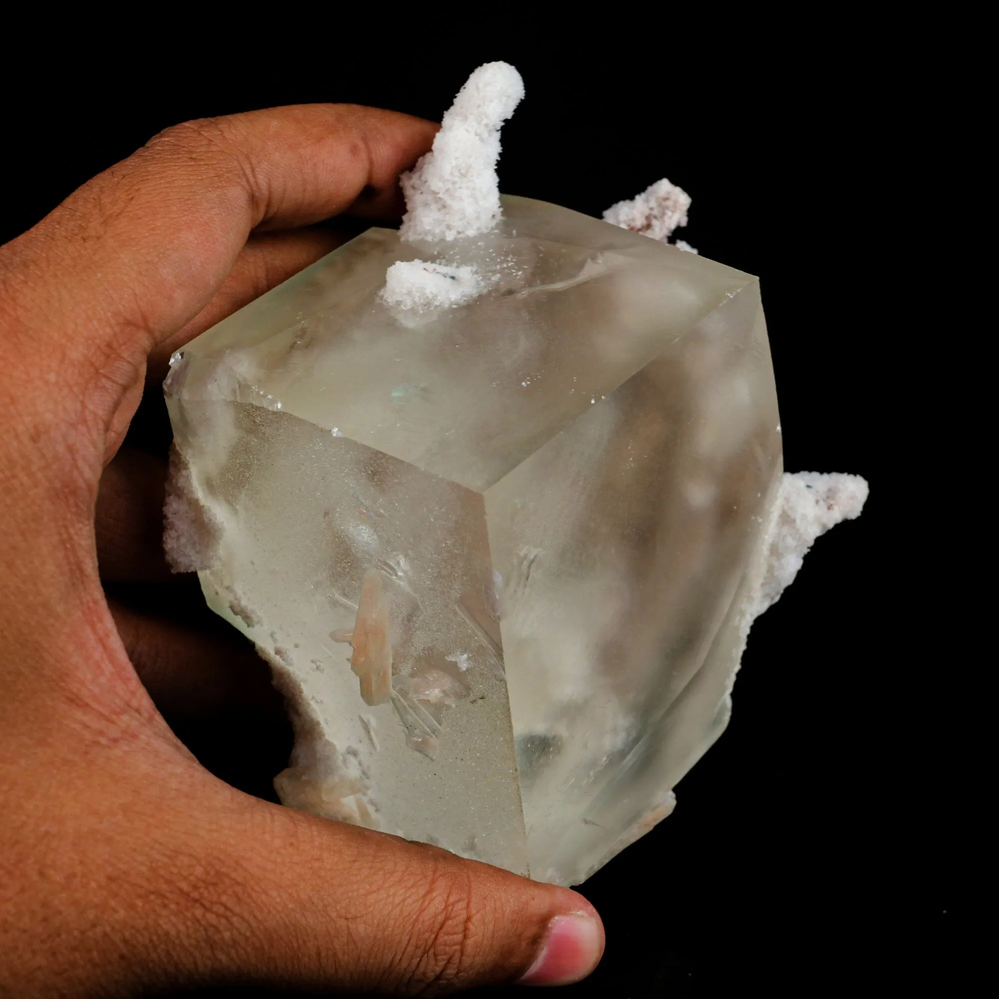 Calcite Cube with Chalcedony Corals Natural Mineral Specimen - image 7