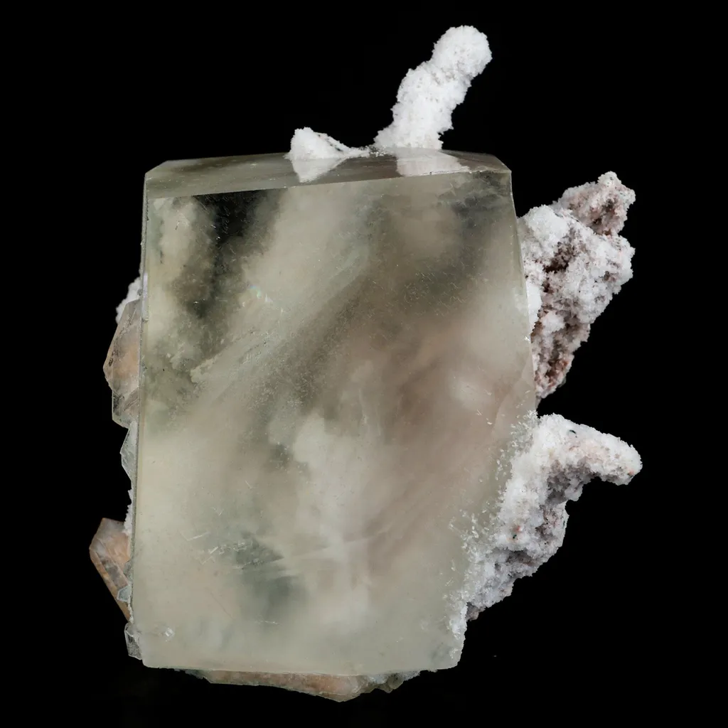 Calcite Cube with Chalcedony Corals Natural Mineral Specimen image