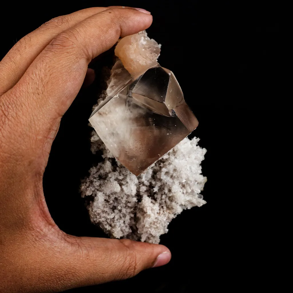 Calcite Cube with Stilbite and Chalcedony Natural Mineral Specimen - image 4