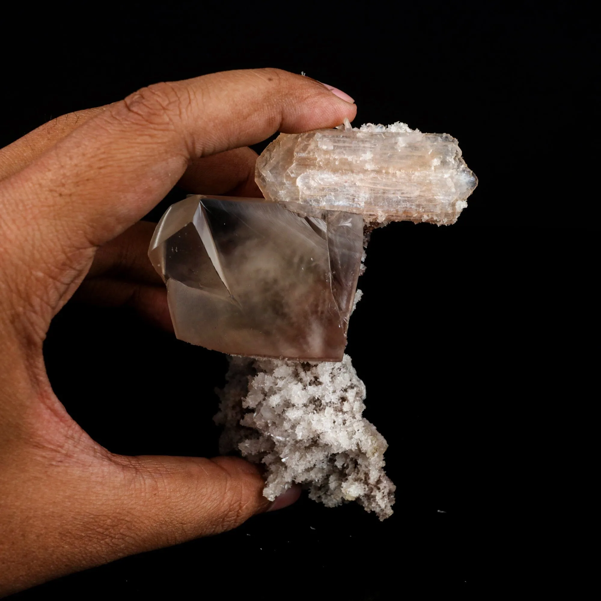 Calcite Cube with Stilbite and Chalcedony Natural Mineral Specimen - image 5