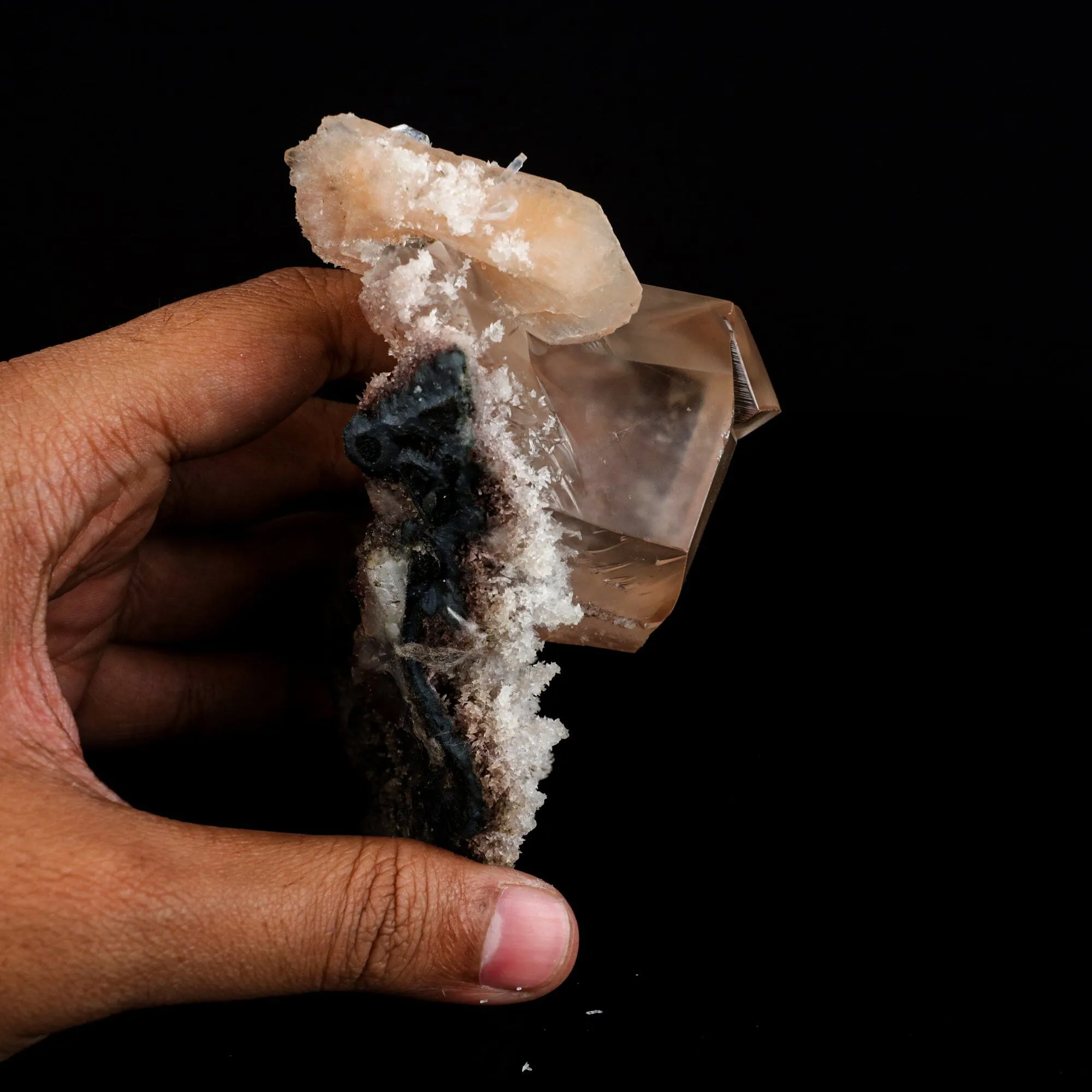 Calcite Cube with Stilbite and Chalcedony Natural Mineral Specimen - image 7