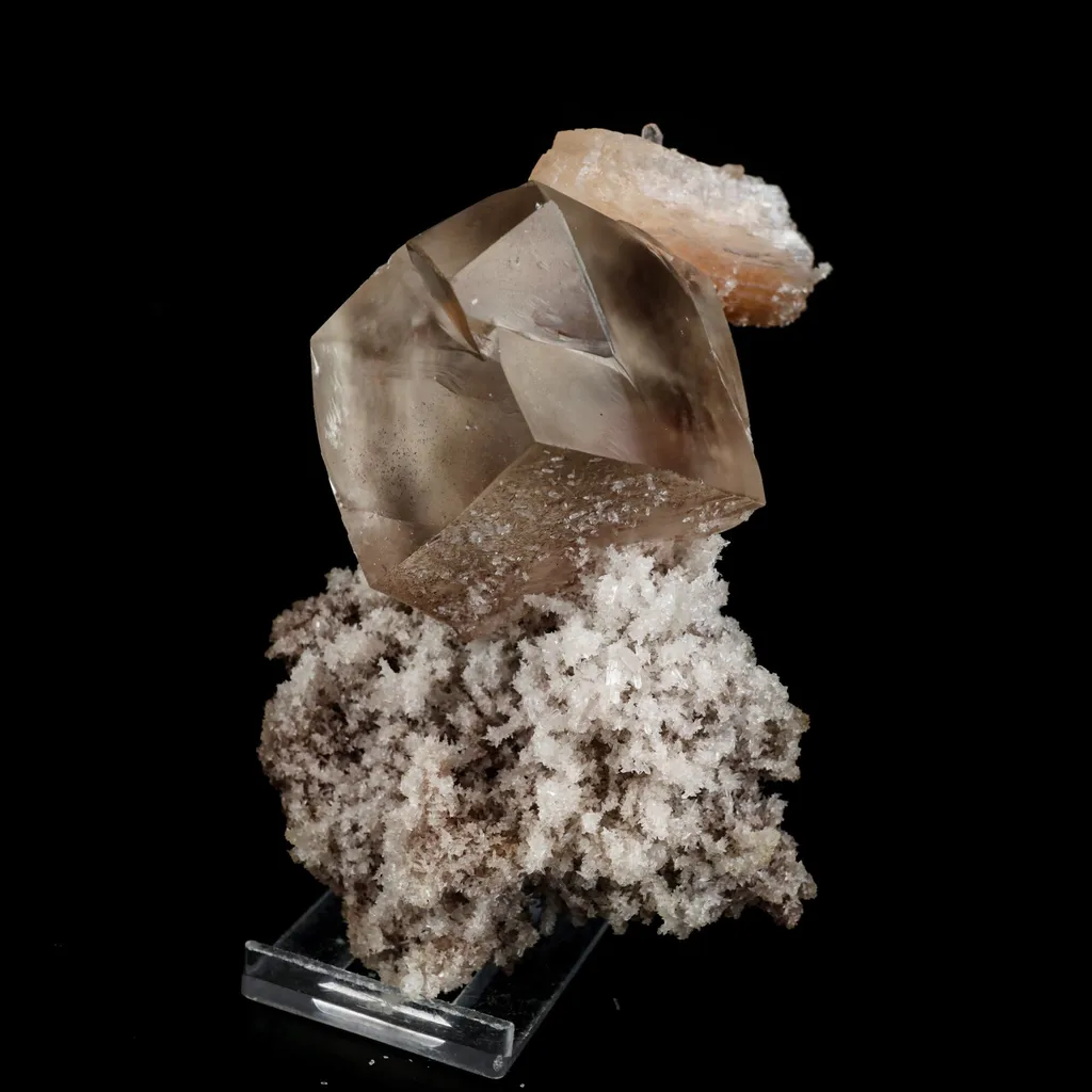 Calcite Cube with Stilbite and Chalcedony Natural Mineral Specimen image