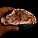 Calcite Cube with Stilbite inside Chalcedony Geode Natural Mineral Specimen - image 4