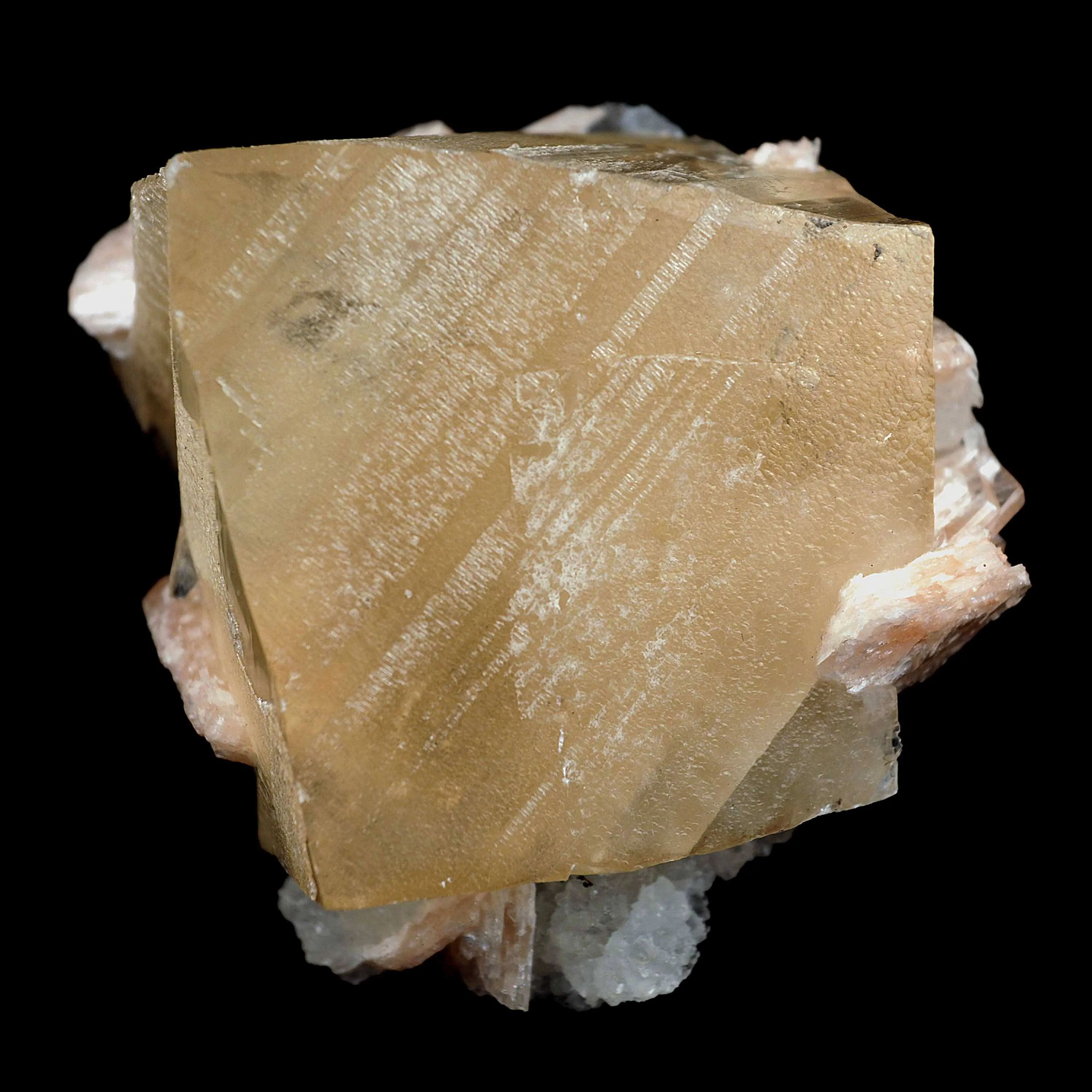 Calcite Cube with Stilbite, MM Quartz Natural Mineral Specimen - image 1