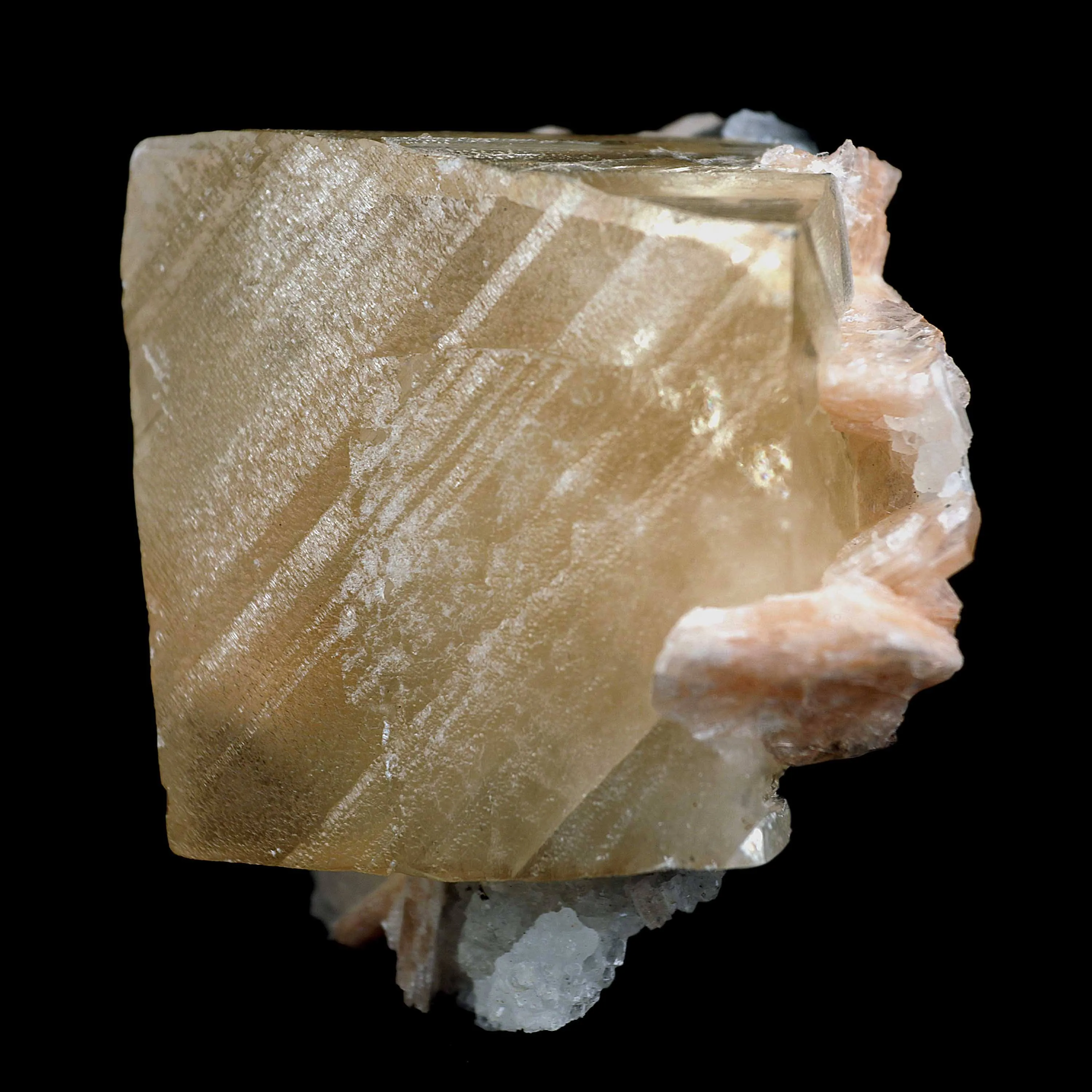 Calcite Cube with Stilbite, MM Quartz Natural Mineral Specimen - image 3