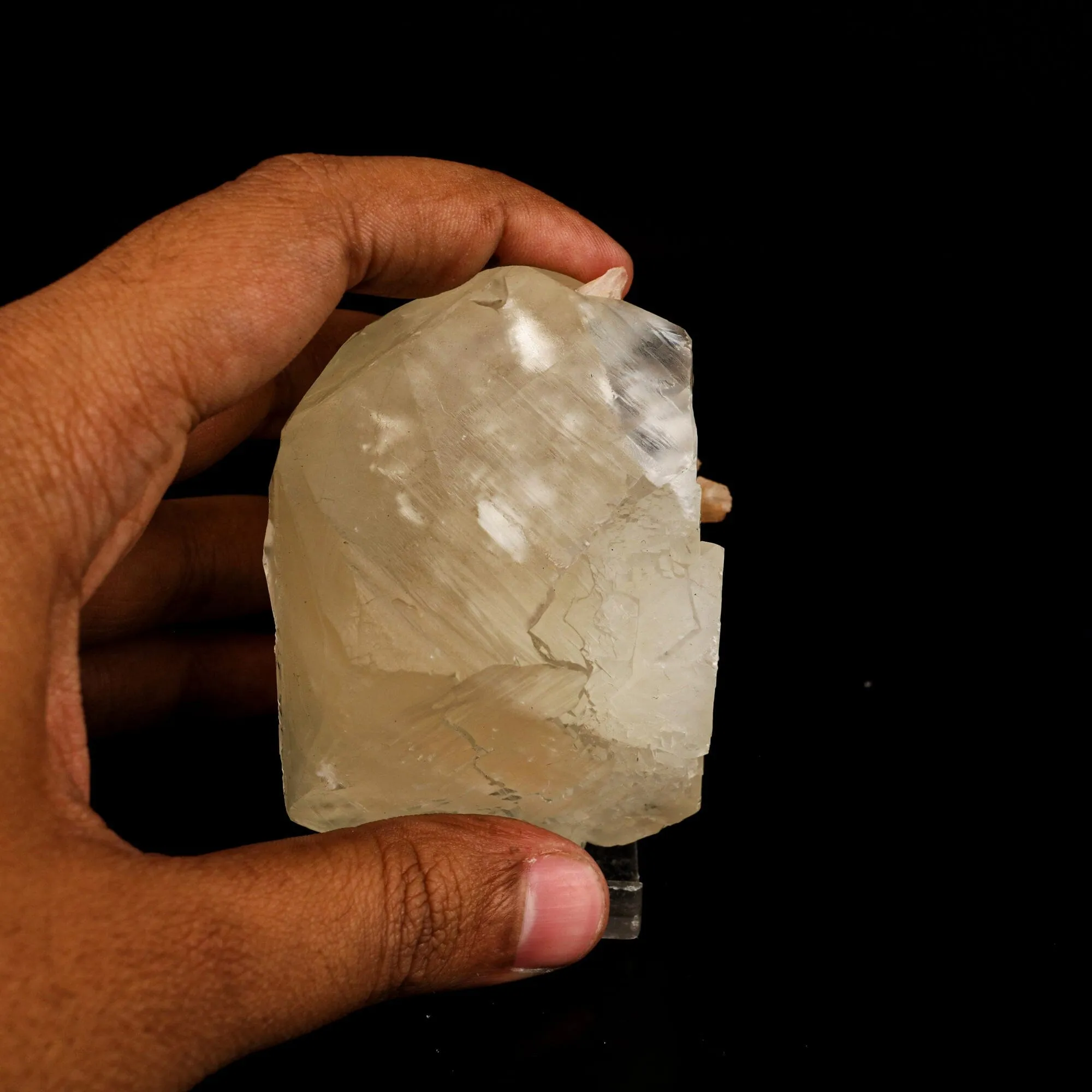 Calcite Cube with Stilbite Natural Mineral Specimen - image 4