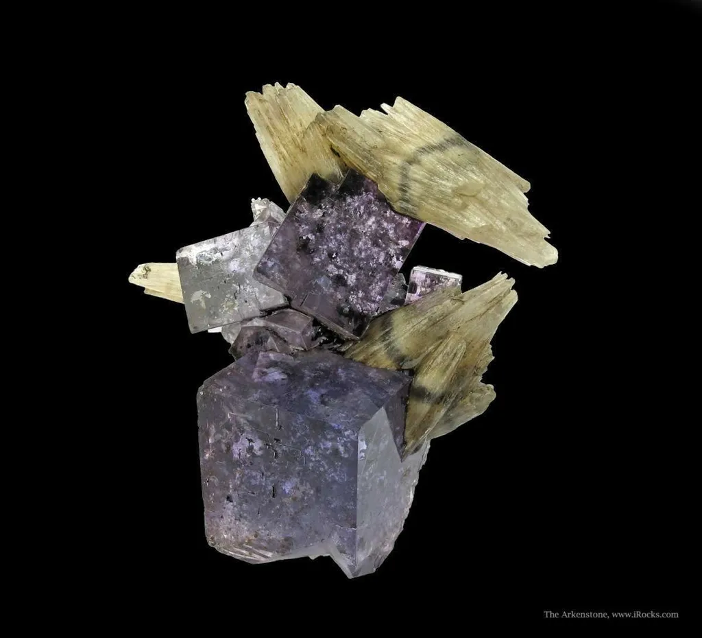 Calcite (Dt, Fluorescent) on Fluorite - image 4