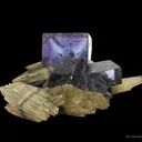 Calcite (Dt, Fluorescent) on Fluorite - image 1