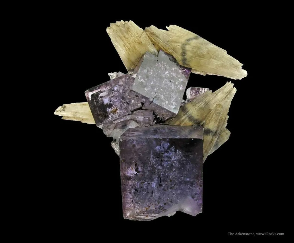 Calcite (Dt, Fluorescent) on Fluorite - image 2