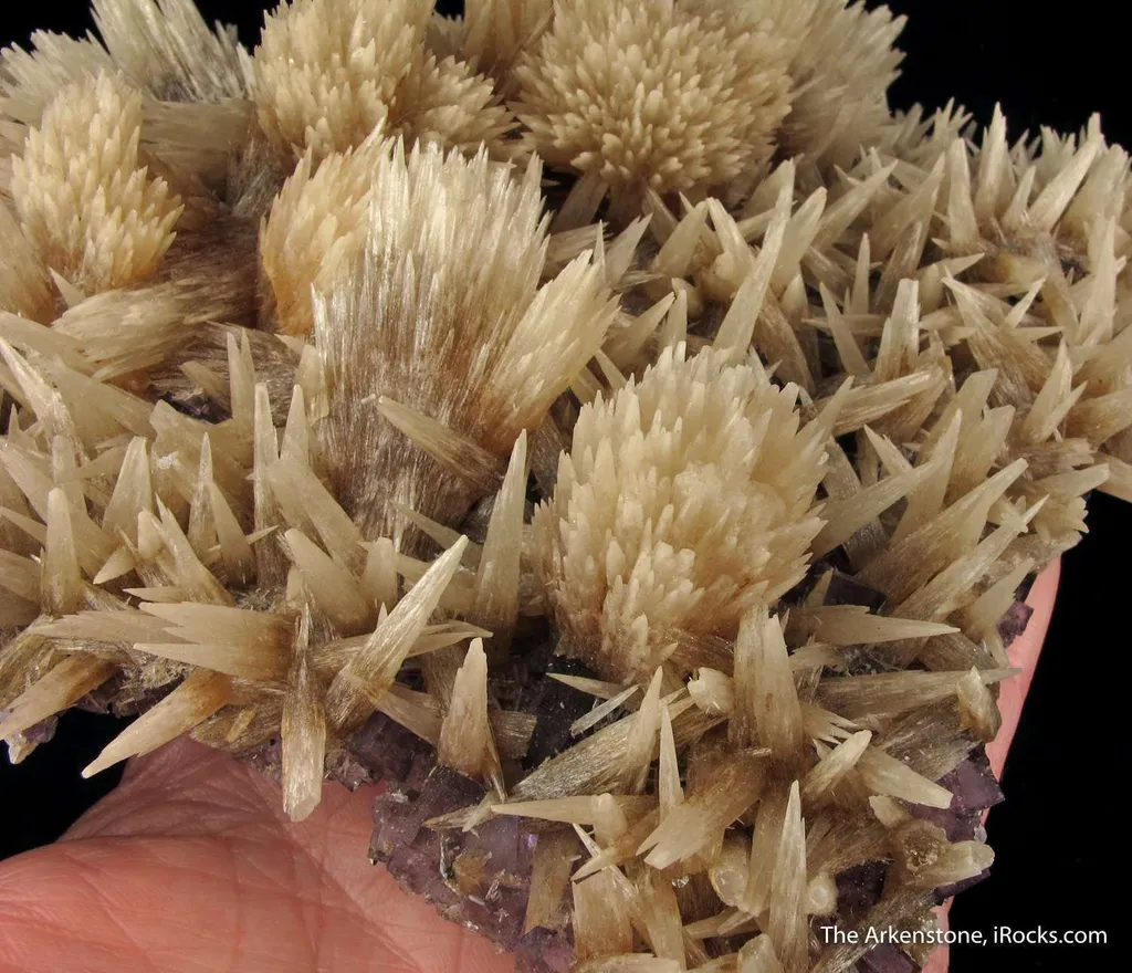 Calcite (fl) on Fluorite - image 4