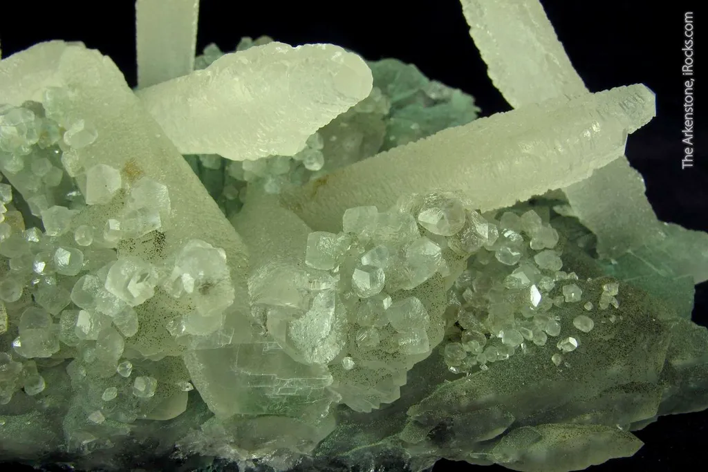 Calcite (fluorescent) and Celadonite on Quartz (var. Chalcedony) - image 5
