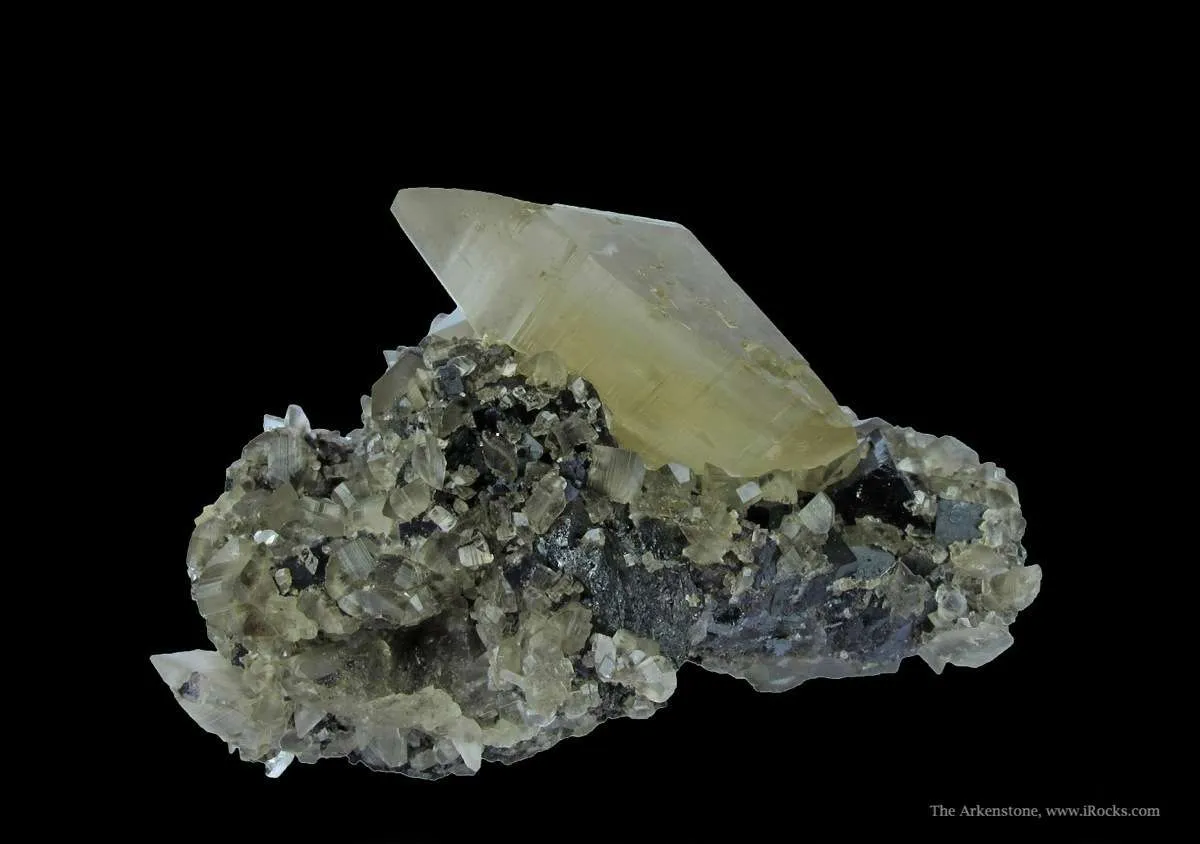 Calcite (Fluorescent) on Fluorite - image 3