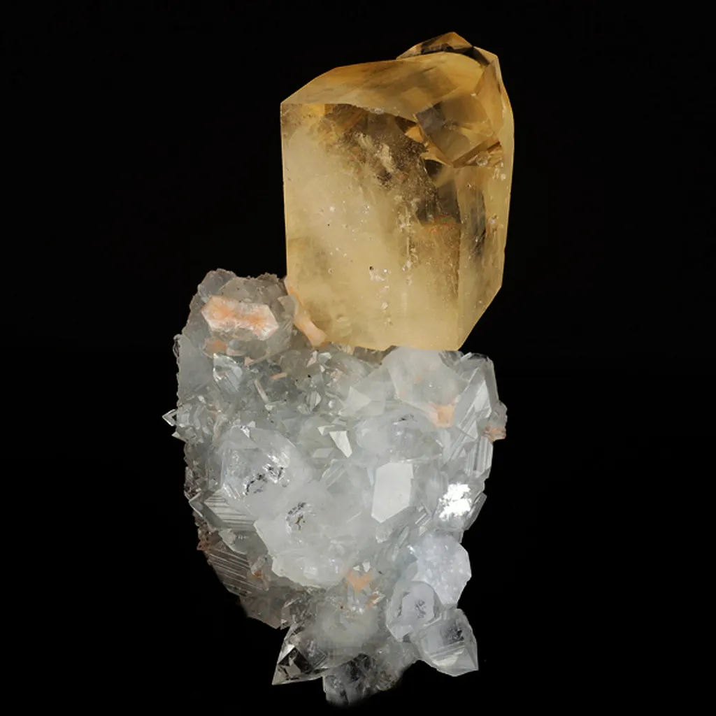 Calcite Golden Color with Apophyllite Natural Mineral Specimen image