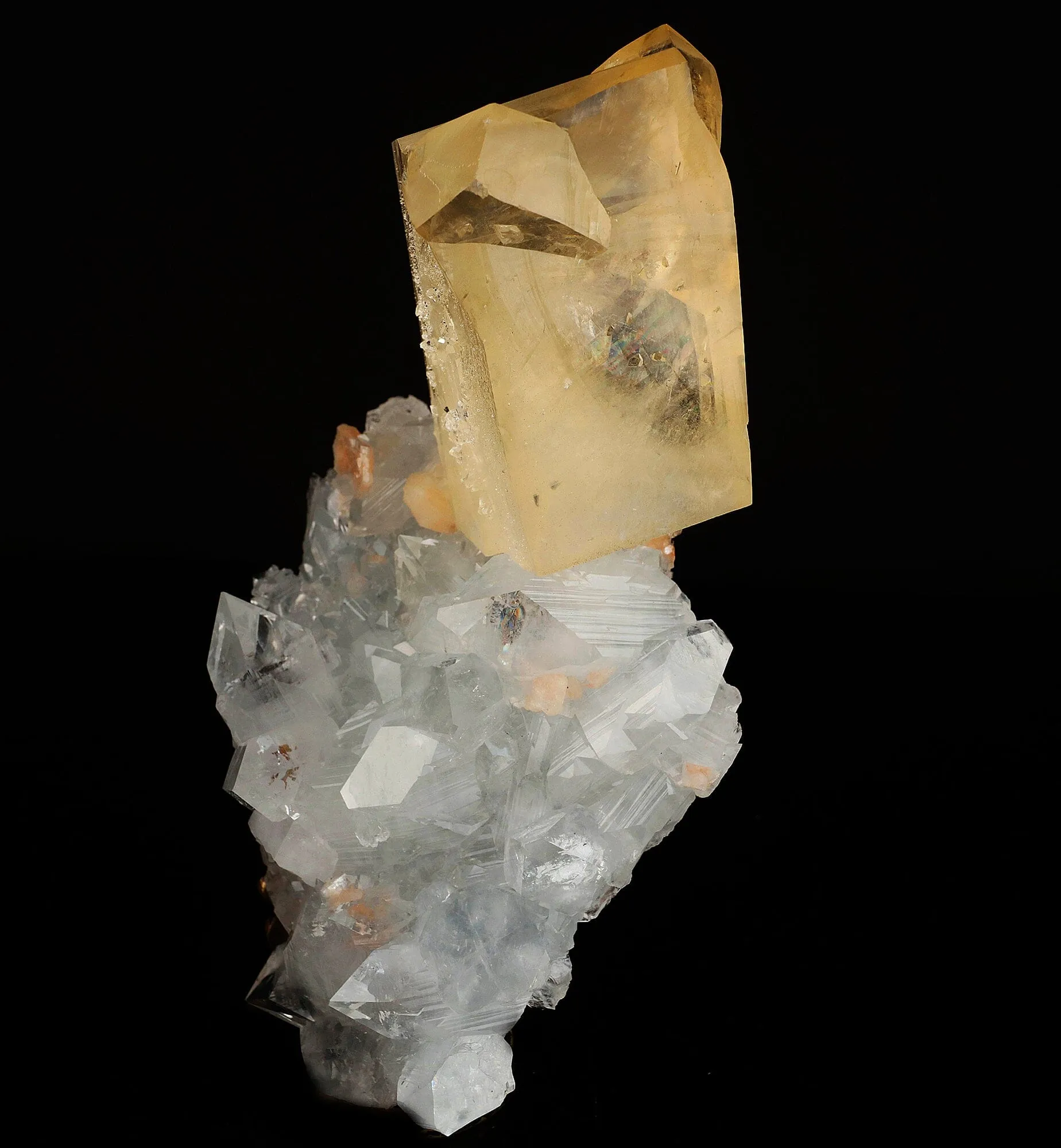 Calcite Golden Color with Apophyllite Natural Mineral Specimen - image 2