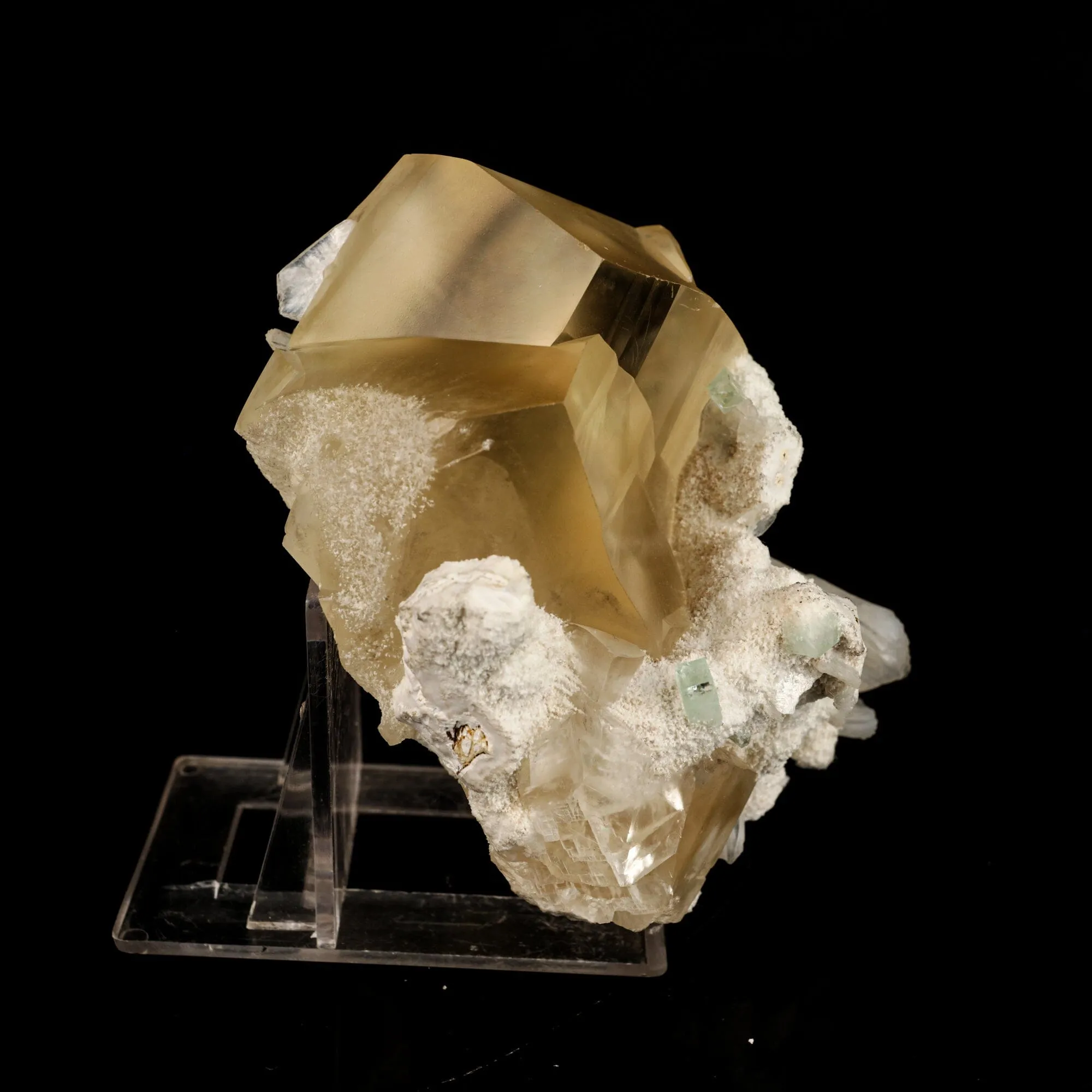 Calcite Golden Color with Stilbite & Chalcedony Natural Mineral Specimen - image 3