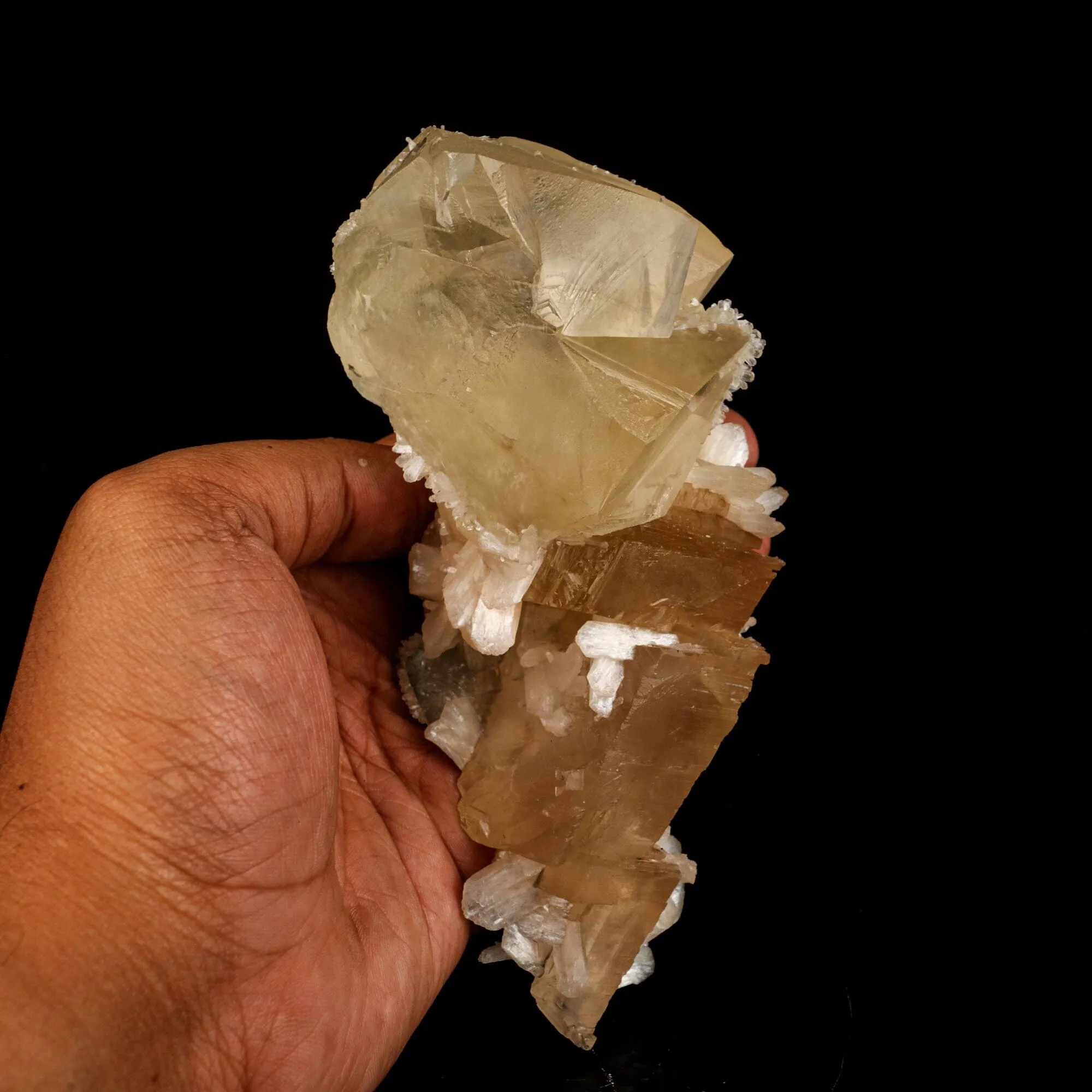 Calcite Golden Color with Stilbite Natural Mineral Specimen - image 8