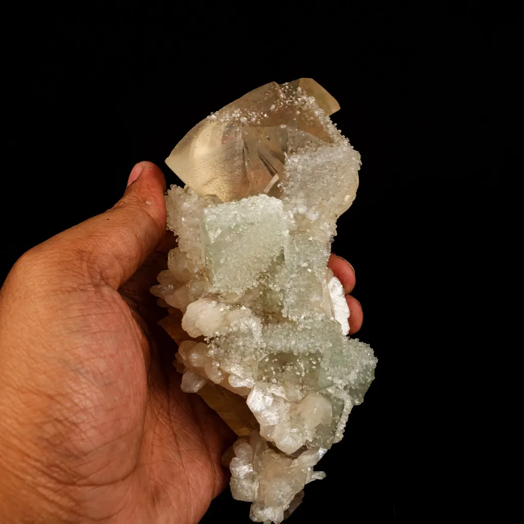 Calcite Golden Color with Stilbite Natural Mineral Specimen - image 7