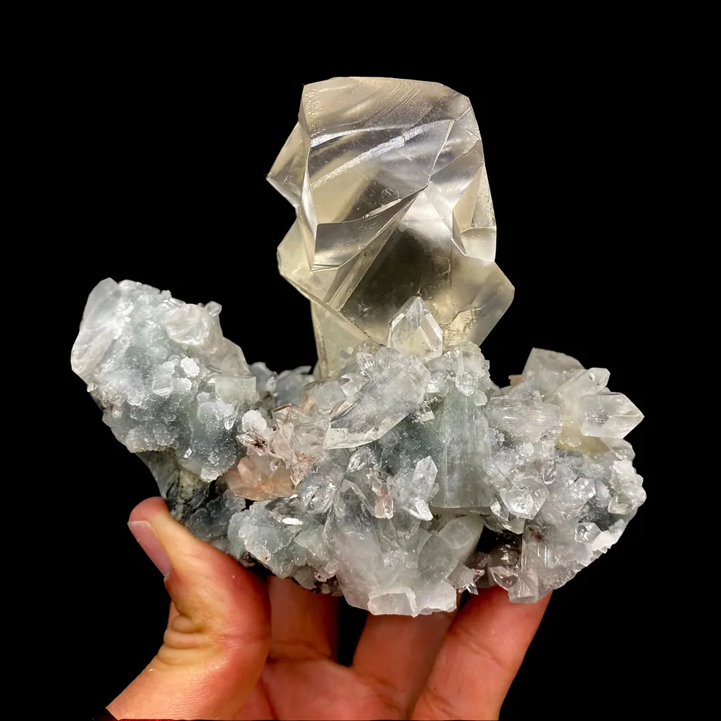 Calcite Huge Size with Apophyllite Natural Mineral Specimen DK184 image