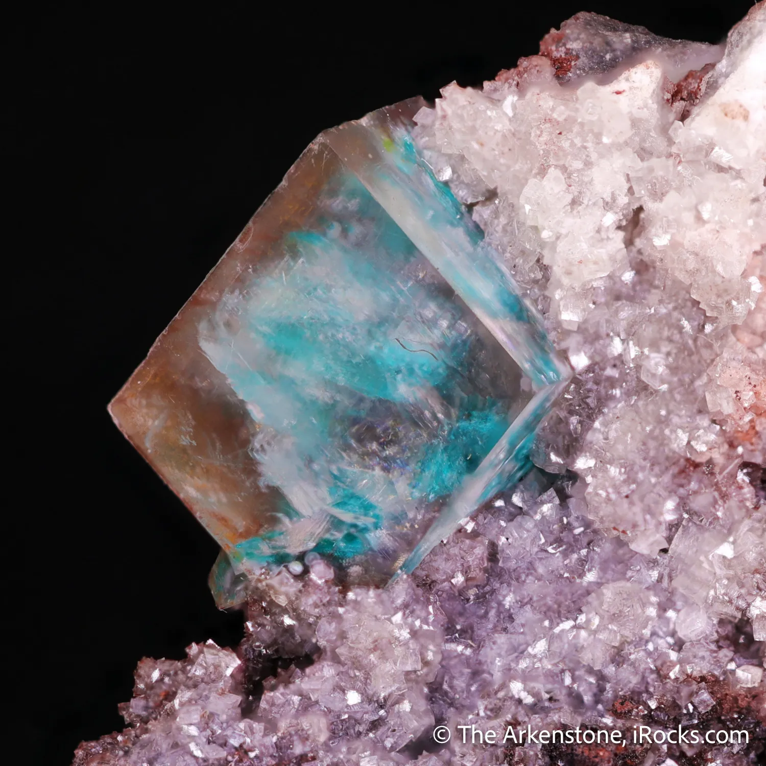 Calcite included with Malachite on matrix - image 1