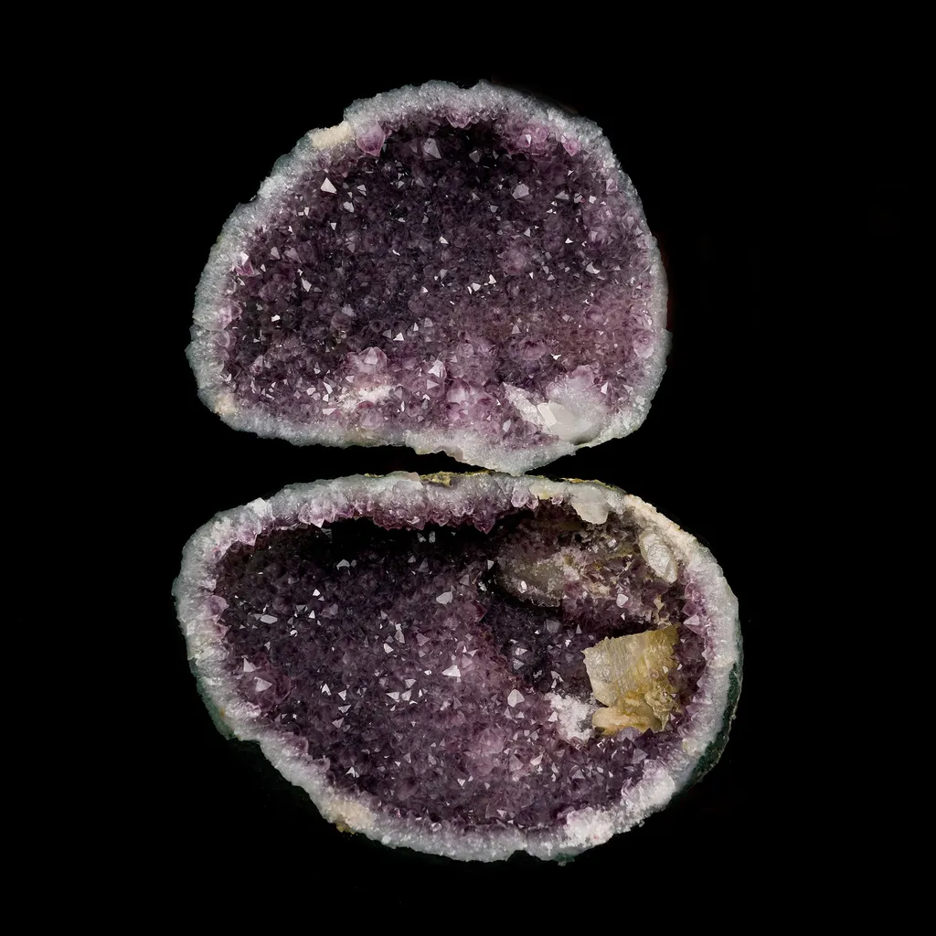 Calcite Inside Sparkling Amethyst Geode Natural Mineral Specimen image