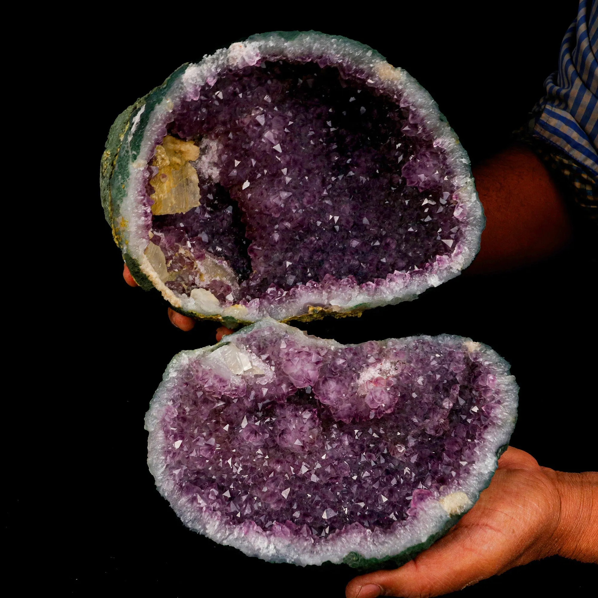 Calcite Inside Sparkling Amethyst Geode Natural Mineral Specimen - image 2