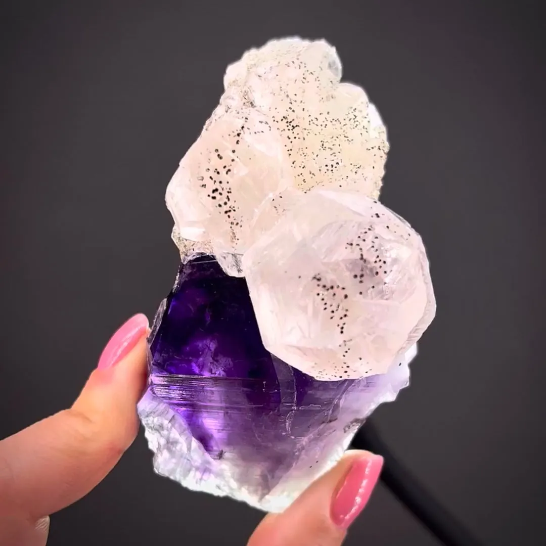 Calcite on Amethyst - image 2