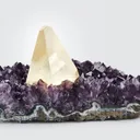 Calcite on Amethyst with Chalcopyrite - image 1